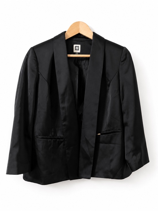 Anne Klein Jackets & Blazers - Anne Klein Black Satin Open-Front Blazer
